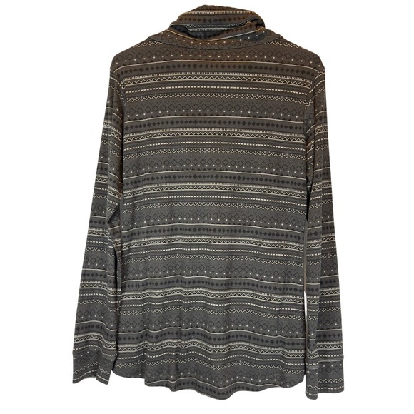 Columbia Turtleneck Top Womens M Fair Isle Gray Black White Cotton Blend Outdoor - Picture 2 of 6